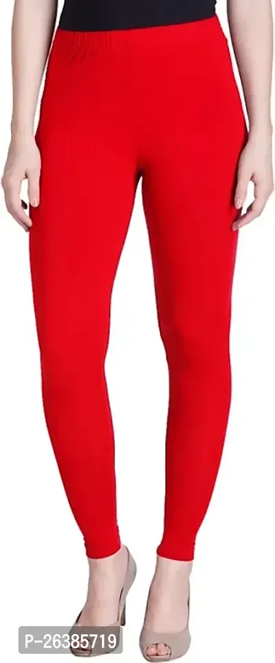 Fabulous Red Cotton Blend Solid Leggings For Women-thumb0