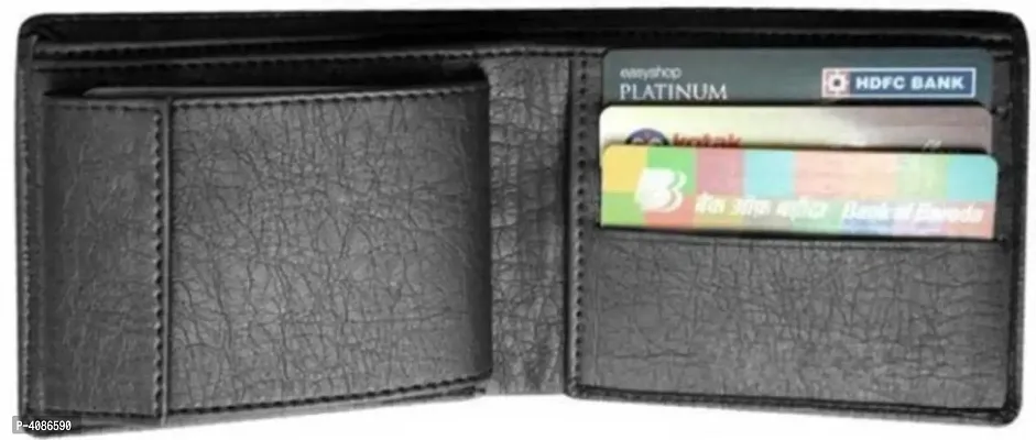 Men Casual Formal Black Synthetic Leather Bifold Wallet-thumb0