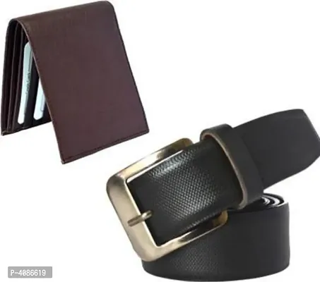 Men's Multi Synthetic Leather Wallet  Belt Combo