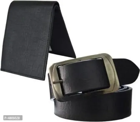 Men's Multi Synthetic Leather Belt and Wallet  Combo