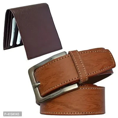 Men Casual Multicolour  Synthetic Leather Belt  Wallet Combo