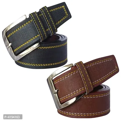 Men Casual Multicolour  Synthetic Leather Belts Combo