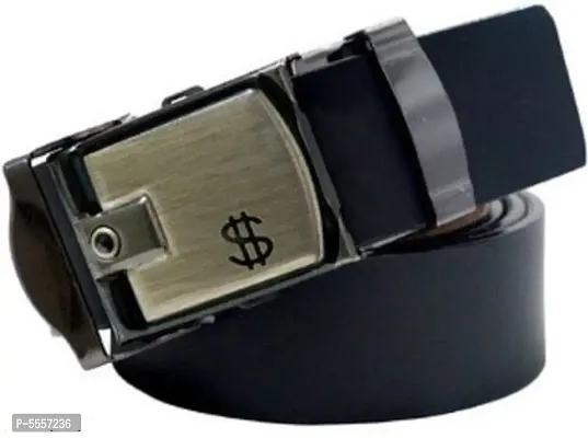 Formal Black Synthetic Leather Buckle Belt For Men-thumb0