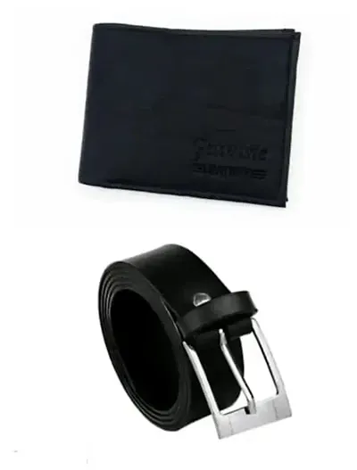 Synthetic Wallet Belt Combo For Men