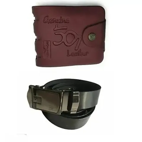 Synthetic Wallet Belt Combo For Men