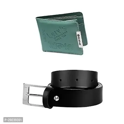 MEN MULTICOLOUR SYNTHETIC  LEATHER WALLET AND BELT COMBO-thumb0