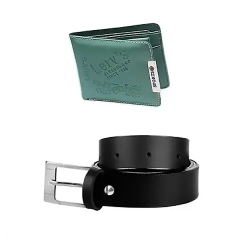 MEN MULTICOLOUR SYNTHETIC  LEATHER WALLET AND BELT COMBO