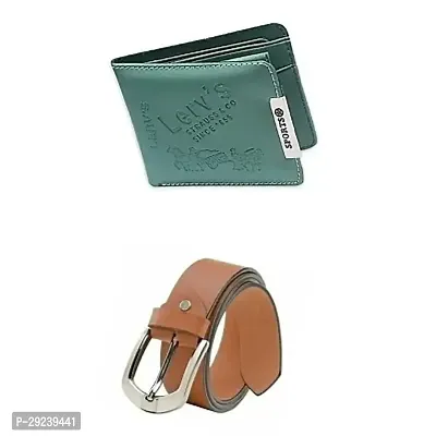 MEN CASUAL  MULTICOLOUR SYNTHETIC  LEATHER WALLET AND BELT COMBO-thumb0