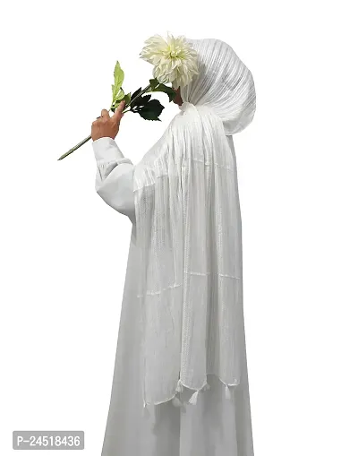 ANA Cotton Viscose White Striped Dupatta Hijab
