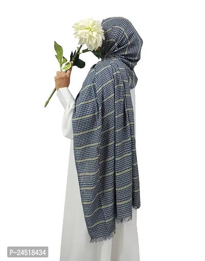 ANA Soft Cotton Grey Checkered Dupatta Hijab-thumb0