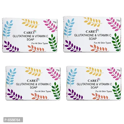 CARET ORGANIC Glutathione and Vitamin C Skin Whitening Soap for Dark Spot and Dead Skin Cell Removal, Tested Paraben Free- 75 Grams, Pack of 4