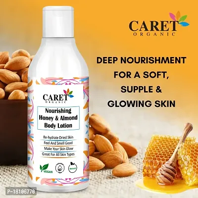 Caret Organic Honey  Almond Nourishing Body Lotion (250ml) AND Vitamin C Papaya Facewash (100ml)- Vegan  Pararben Free-thumb2