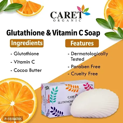 Caret Organic Vitamin C With Glutathione Soap For Marks Removal  Skin Whitening (75g*8)-Paraben Free-thumb4