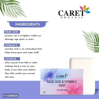 Caret Organic Vitamin C Kojic Acid Soap For Skin Brightening  Darks Spots Removal-Vegan  Paraben Free (75G)-Pack of 2-thumb4