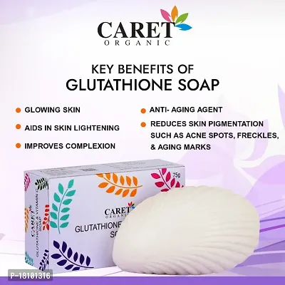 Caret Organic Glutathione  Vitamin C Skin Whitening Soap For Dark Spot and Dead Skin Cell Removal, Dermatologically Tested, Paraben Free - For All Skin Types (75 gm) (Pack of 5)-thumb3