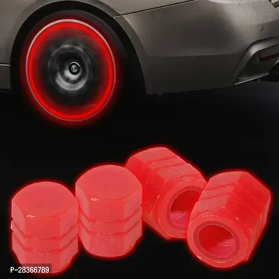 Fluorescent Tire Valve Caps with Neon Glow Pack Of 4