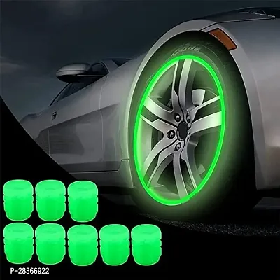 Fluorescent Tire Valve Caps with Neon Glow Pack Of 4