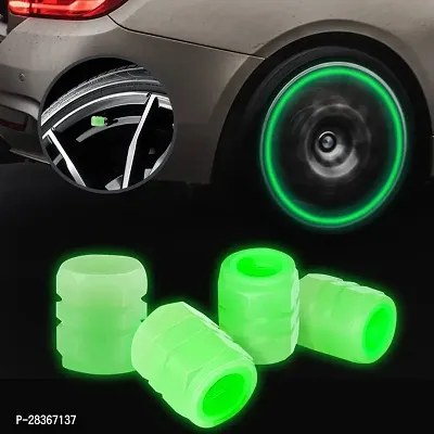 Fluorescent Tire Valve Caps with Neon Glow Pack Of 4