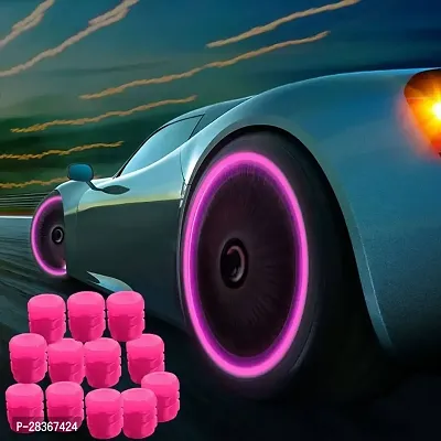 Universal Fluorescent Tire Valve Caps For Cars  Bikes With Neon Glow Pack Of 4-thumb2