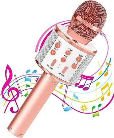 Wireless Handheld Bluetooth Mic with Speaker (Bluetooth Speaker) Audio Recording and Karaoke Feature