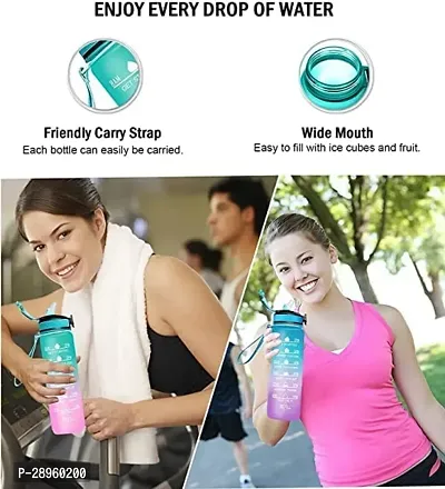 Sports Water Bottle with Motivational Time Marker with Straw Bottle PACK OF 1-thumb4