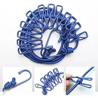 Portable Multi Functional Drying Rope with 12 Clips and 2 Hooks Durable(PACK OF 1)-thumb3