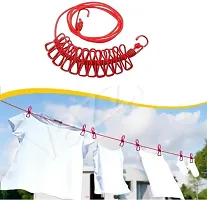 Cloth Drying Rope Portable Clothe line with 12 Metal Clip for Outdoor Plastic, Clothesline(PACK OF 1)-thumb2