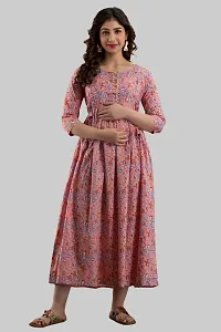 MANGLA KURTI Women's Pure Cotton Printed Maternity Gown Feeding Nighty A-line Maternity Dress Kurti Gown for Women (Medium, Multicolor)-thumb3