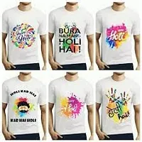 TrendingTrunks Holi Tshirts for Adults, Unisex Tshirts, Round Neck, Half Sleevs for Girls  Boys (Dryfit, Assorted Holi Designs, Age 18 or Plus Size- L)-thumb1