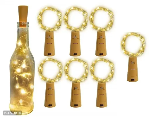 Trending Trunks 20 LED-2 Meter Cork Light with Copper Wire Warm White Colour Battery Operated Wine Bottle Fairy Lights for DIY (Without Bottle) Pack of 7 *Made in India*