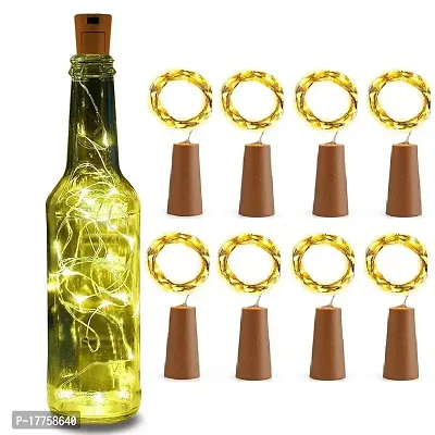 Trending Trunks 20 LED-2 Meter Cork Light with Copper Wire Warm White Colour Battery Operated Wine Bottle Fairy Lights for DIY (Without Bottle) Pack of 8 *Made in India*-thumb0