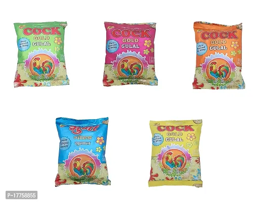 Trending Trunks Non-Toxic Skin Friendly Herbal Cock Gulal Combo of 5 (Mix Colours) (100gm in Each Pack)-thumb0