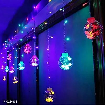 Trending Trunks 2 Wish Balls with 108 LED, with 8 Flashing Modes, for Diwali Christmas Wedding Festive, 2.5 m, Globe Window Curtain Lights, Multicolor.-thumb0