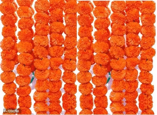 Trending Trunks Pack of 10 Artificial Marigold Fluffy Flowers String Garlands Toran for Home Decorati-thumb0