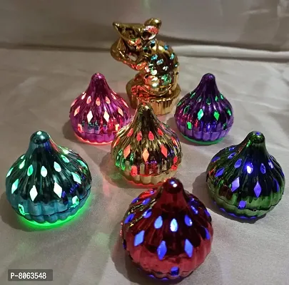 Colour Modak with Multicour LED Light, Coloured Ganpati Modak Shaped Light for Ganesh Chaturthi, Festival Lighting for Home, Office, Ganpati Decoration, Gift Set of 6 Colour Modak 1 Mooshak.