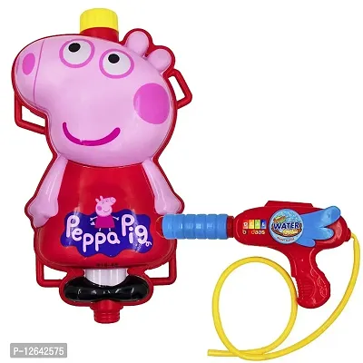Holi Water Gun/ Pichkari, High Pressure, Peppa Pig Back Holding Tank for Holi Party Idol for Kids, Girls, Boys (1 LTR Tank Capacity) (Colour- Assorted) (with 100 Free Balloons)