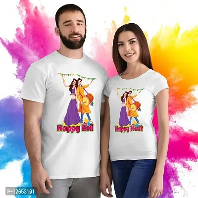 Happy Holi Tshirt, Dry Fit Unisex Holi T-Shirts, Family Combo for Men, Women, Kids, Couples, Round Neck (Assorted Multicolor Design, Size-XXL 44)-thumb0