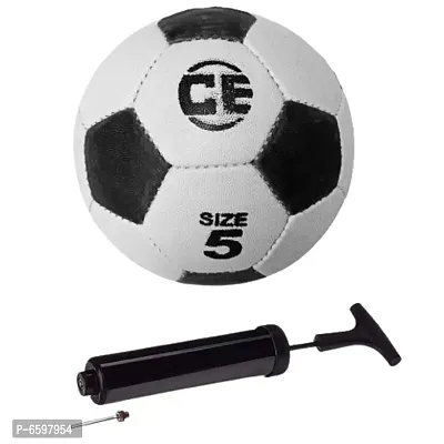 CE Black and white Football with pump Size-5-thumb0