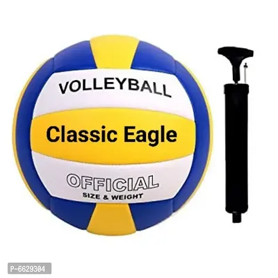 Classic Eagle 18 Panel volleyball Size -4 with free pump (pack of 2)-thumb0