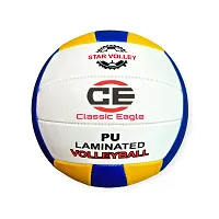 Classic Eagle Machine Stitched PVC Volleyball Size-4 with Air pump Official size and weight (pack of 1)-thumb1