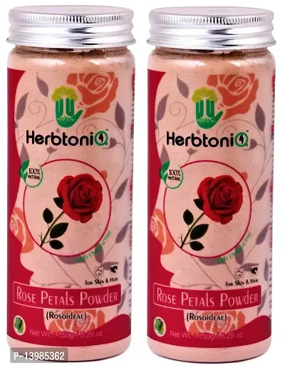 HerbtoniQ Combo Of 2 100% Natural Rose Petals Powder 150g Each (Rosoideae) For Face Pack  Hair Pack (300g)-thumb0