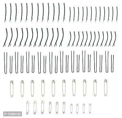 Out Of Box Combo Of 24 Bob Pin 24 Side Pin 20 Pieces Juda Pin 10 Piece Big Safety Pin 10 Piece Mixed Size Safety Pins Hair Pin, Back Pin for Girls  Women (Pack of 88)