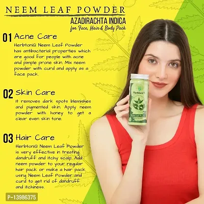 HerbtoniQ 100% Natural Neem Leaf Powder For Face Pack And Hair Pack (Azadirachta indica) (Pack Of 3 (150x3 = 450g))-thumb2