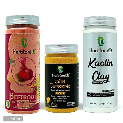 HerbtoniQ 100% Natural Beetroot, Wild Turmeric and Kaolin Clay Powder For Face Pack(475 Gram)-thumb0