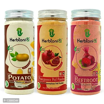 HerbtoniQ 100% Natural Potato, Pomegranate Peel and Beetroot Powder For Face Pack (500 Gram)