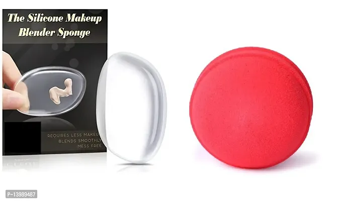 OUT OF BOX ? Pure Silicone Jelly Sponge Liquid Foundation Applicator Blender Zero Product Waste Perfect for Face Makeup Tool | Multicolour-thumb0