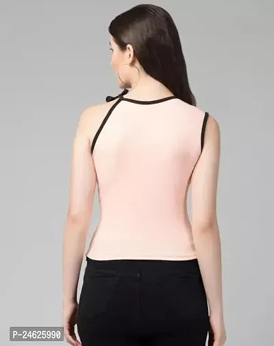 Elegant Peach Lycra Solid Top For Women-thumb2