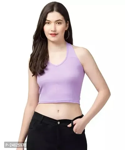 Elegant Purple Lycra Solid Top For Women