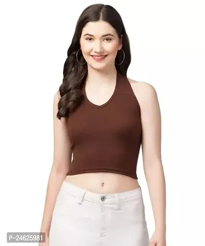 Elegant Brown Lycra Solid Top For Women-thumb0