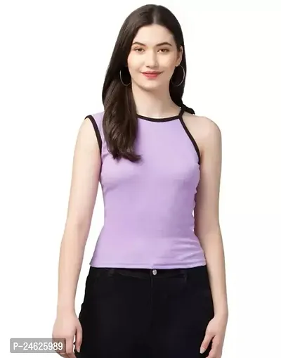 Elegant Purple Lycra Solid Top For Women